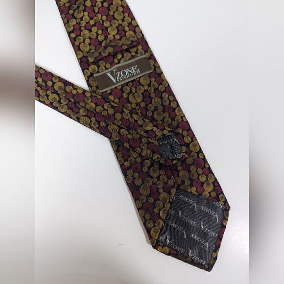 Valentino V-Zone neck tie Silk Italy Abstract Gold Red Black - Picture 6 of 6